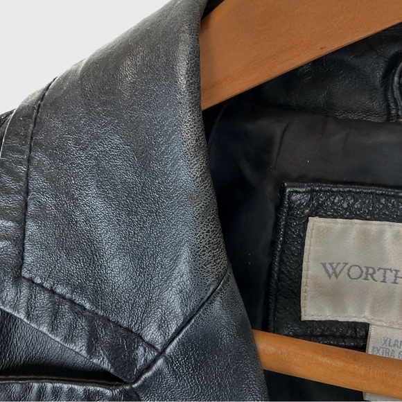 Worthington Vintage Black Leather Blazer - Picture 3 of 8